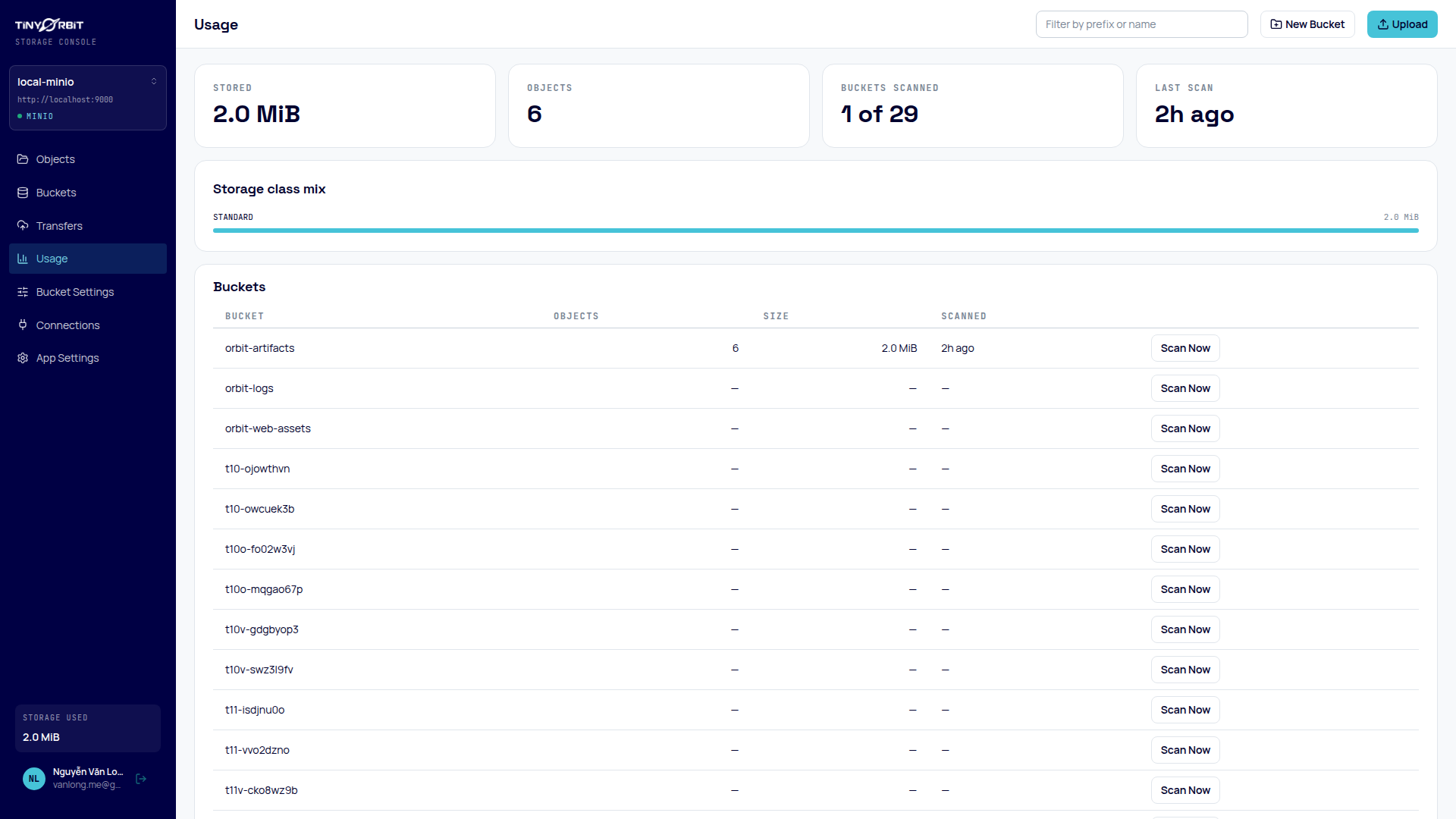 Usage view